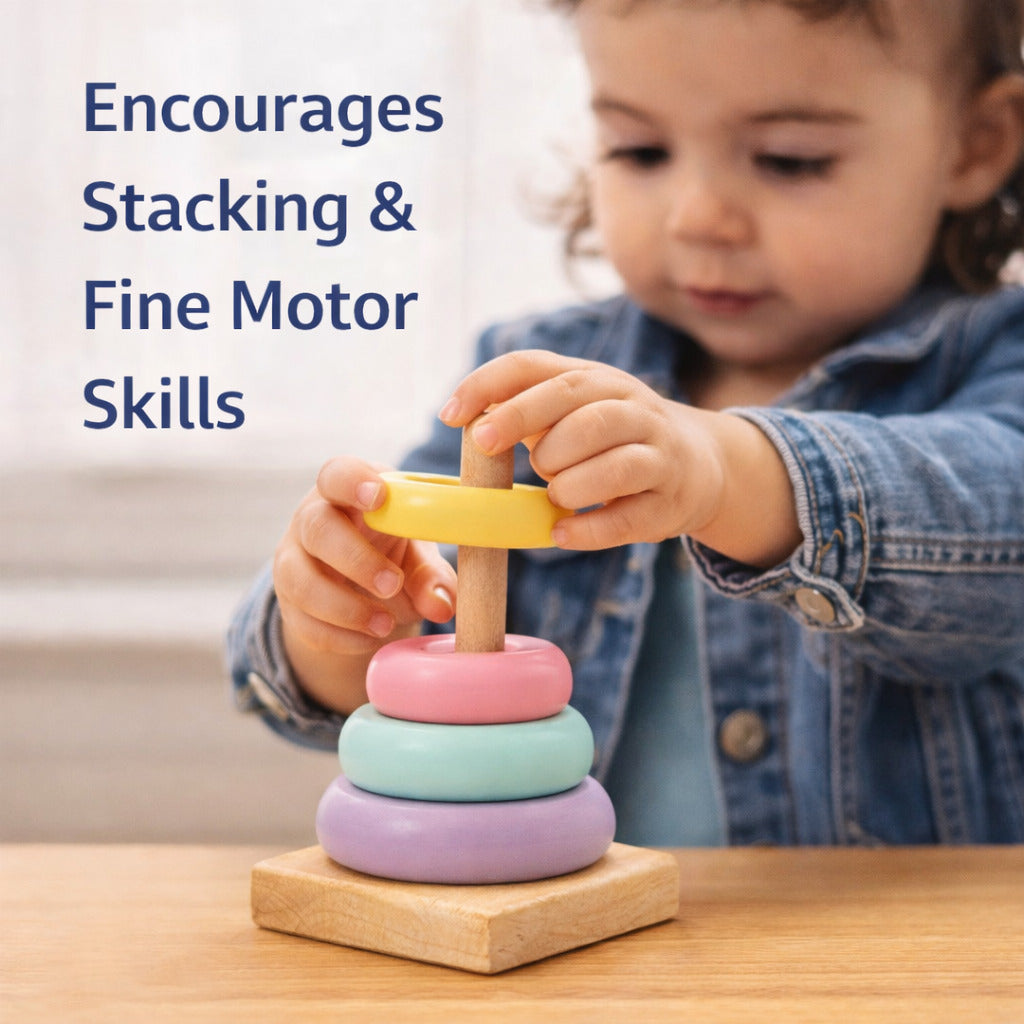 Pastel Wooden Stacking & Shape Sorting Toys – Montessori-Inspired Learning Set (Pack of 2)