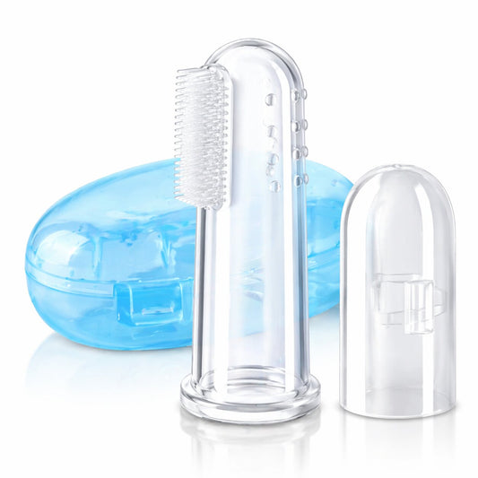 Silicone Baby Finger Toothbrush with Protective Travel Case (2 pack)