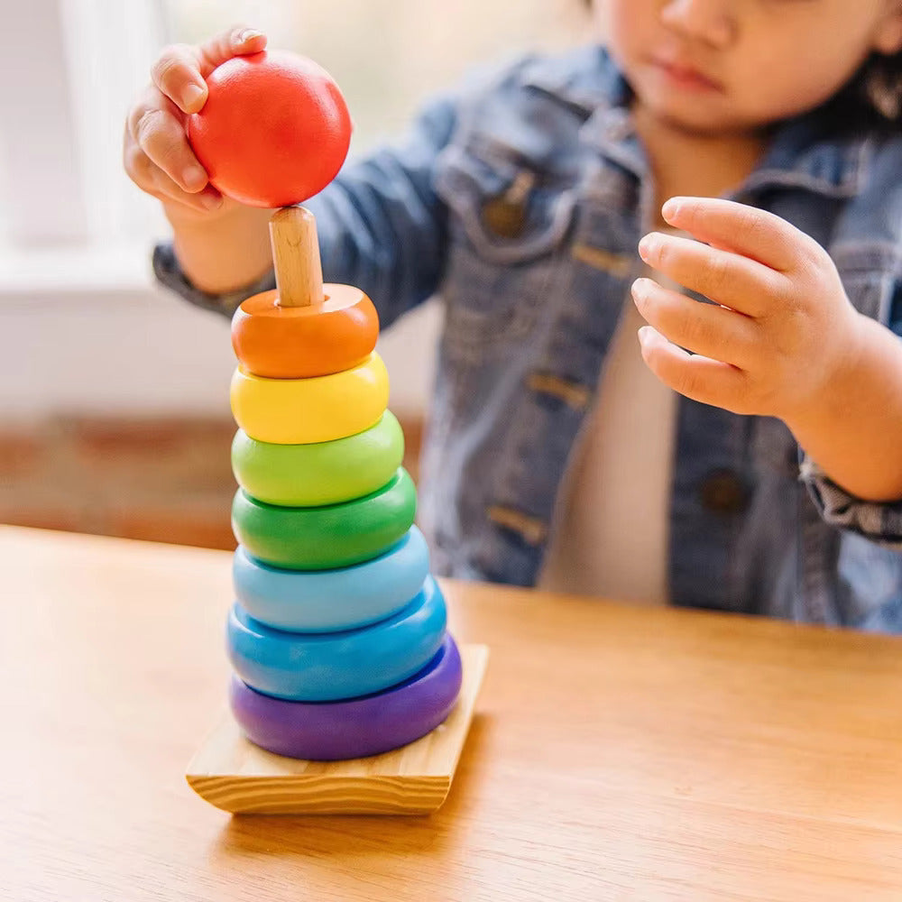 Wooden Rainbow Stacking & Shape Sorting Set – Montessori-Inspired Learning Toys