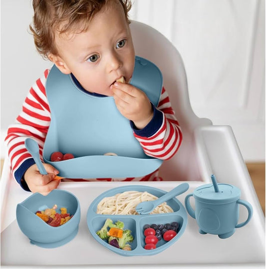8-Piece Baby Feeding Gift Set, Toothbrush with Cover, BPA-Free, Food-Grade silicone