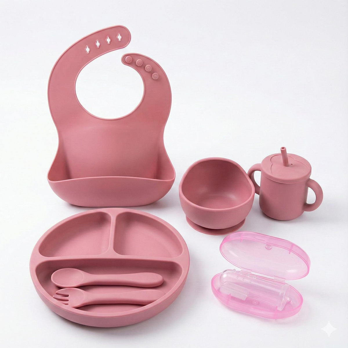 8-Piece Baby Feeding Gift Set, Toothbrush with Cover, BPA-Free, Food-Grade silicone