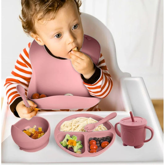 8-Piece Baby Feeding Gift Set, Toothbrush with Cover, BPA-Free, Food-Grade silicone
