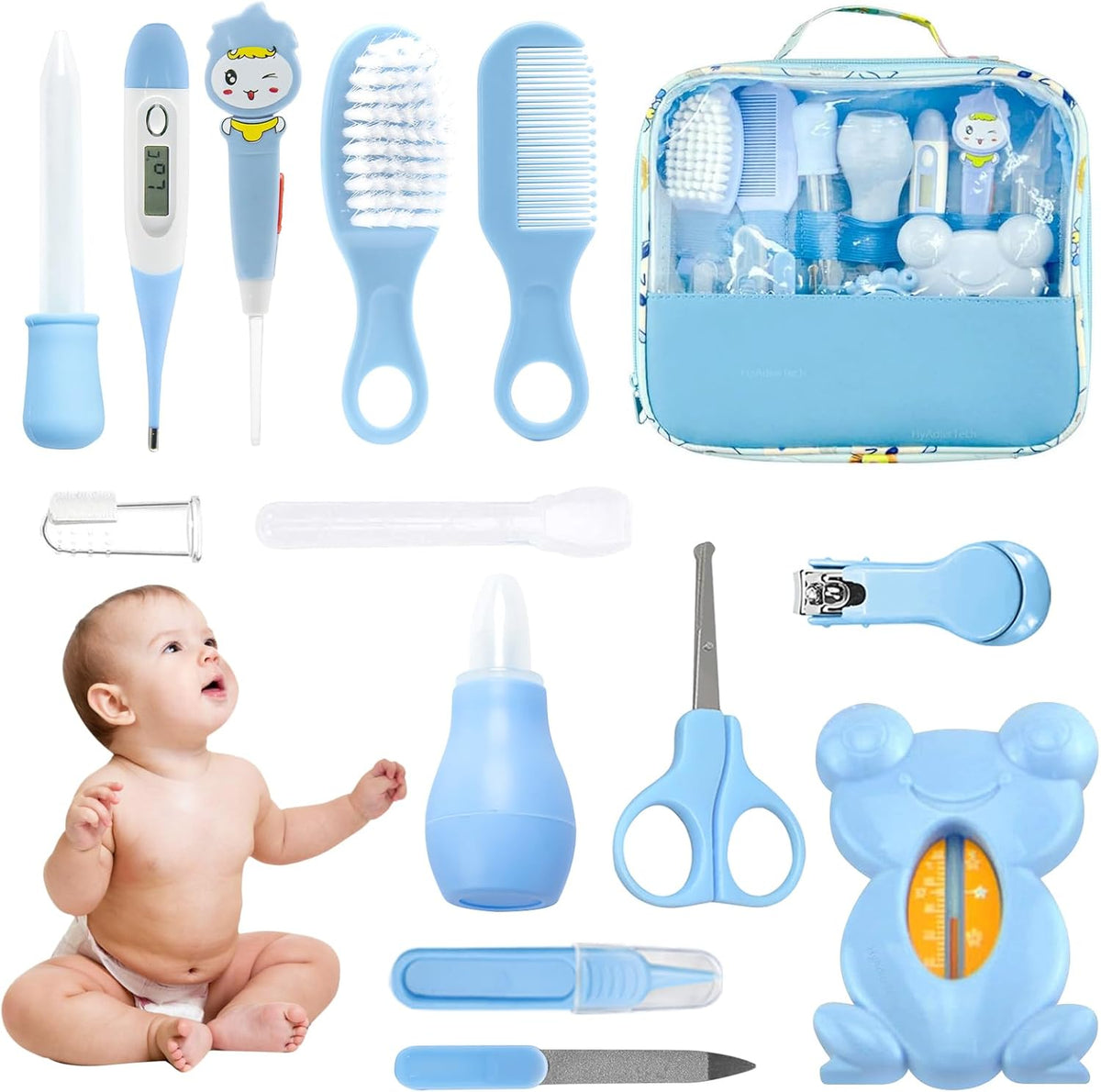 Complete Baby Grooming & Healthcare Kit with Travel Case (13 pieces)