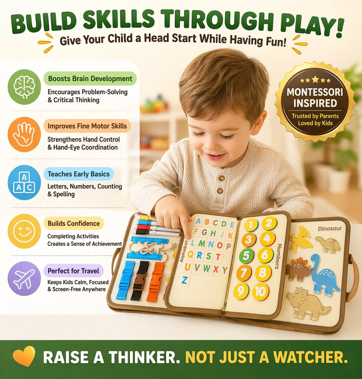 Montessori Busy Book for Toddlers-Interactive Early Learning Activity Book