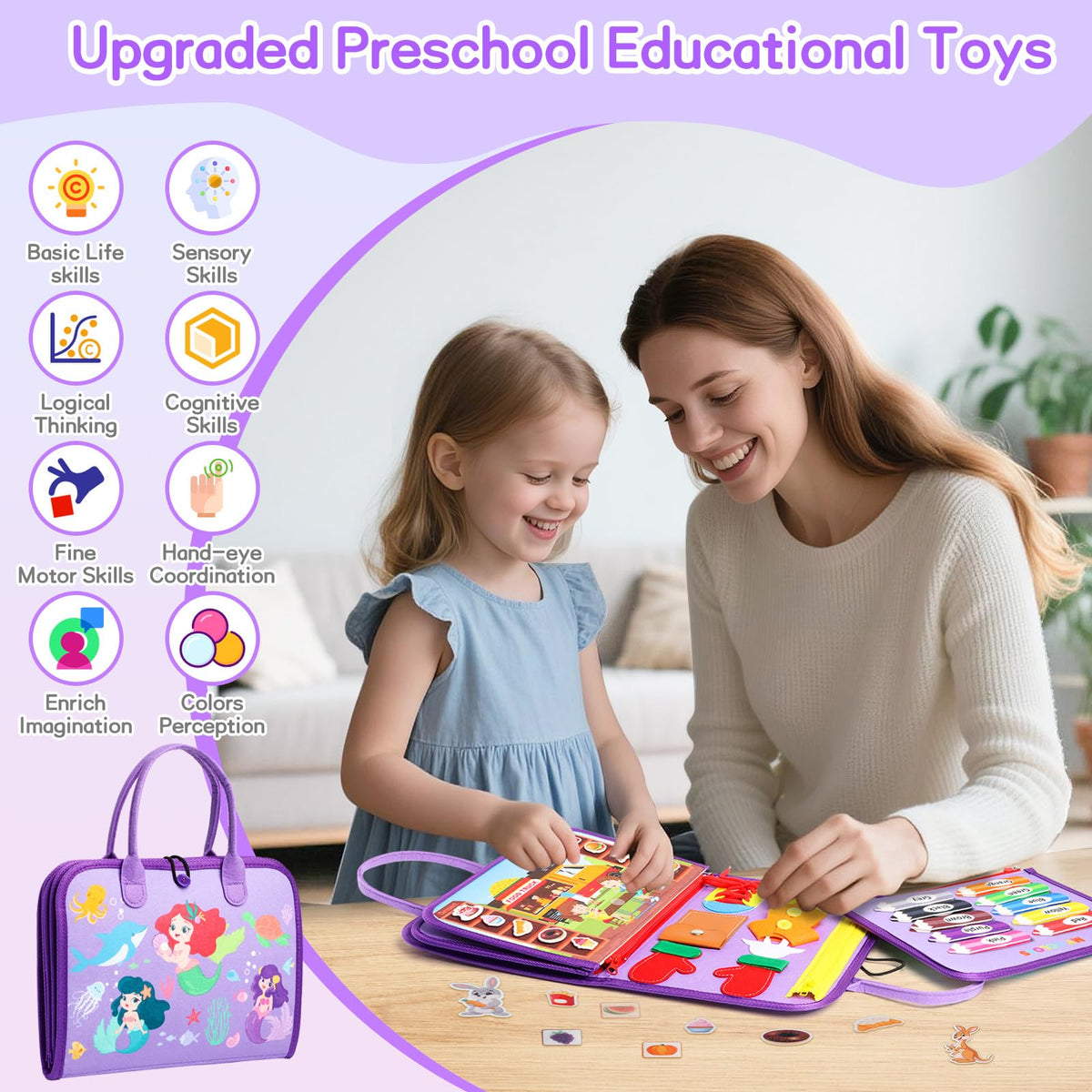 Montessori Busy Book for Toddlers- Interactive Early Learning & Life Skills