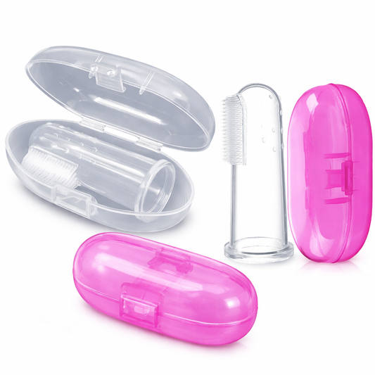 Silicone Baby Finger Toothbrush with Protective Travel Case (2 pack)